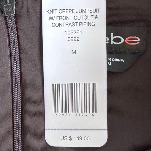 Bebe Knit Crepe Front Cutout Jumpsuit Black/White M Edgy Sexy Date Night Party - Picture 8 of 16